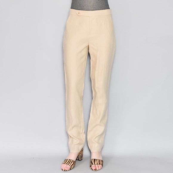 180. RALPH LAUREN COLLECTION Spring Summer 09 Khaki Straight Leg Linen Pants 31" - Picture 8 of 9